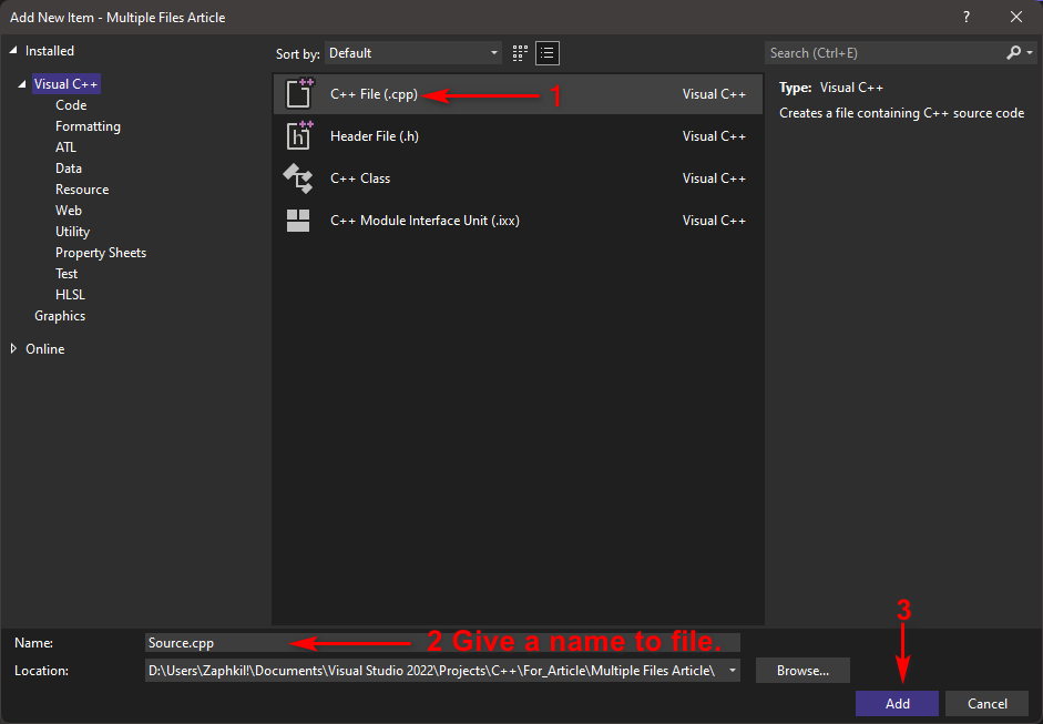 How to use multiple code files(Custom Headers and Source) in C++ for ...